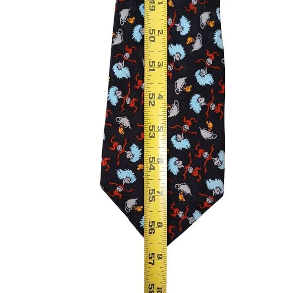 1996 Dr Seuss Tie Cat In The Hat Silk Thing 1 2 Blue Necktie Goldfish Collector - Picture 7 of 9